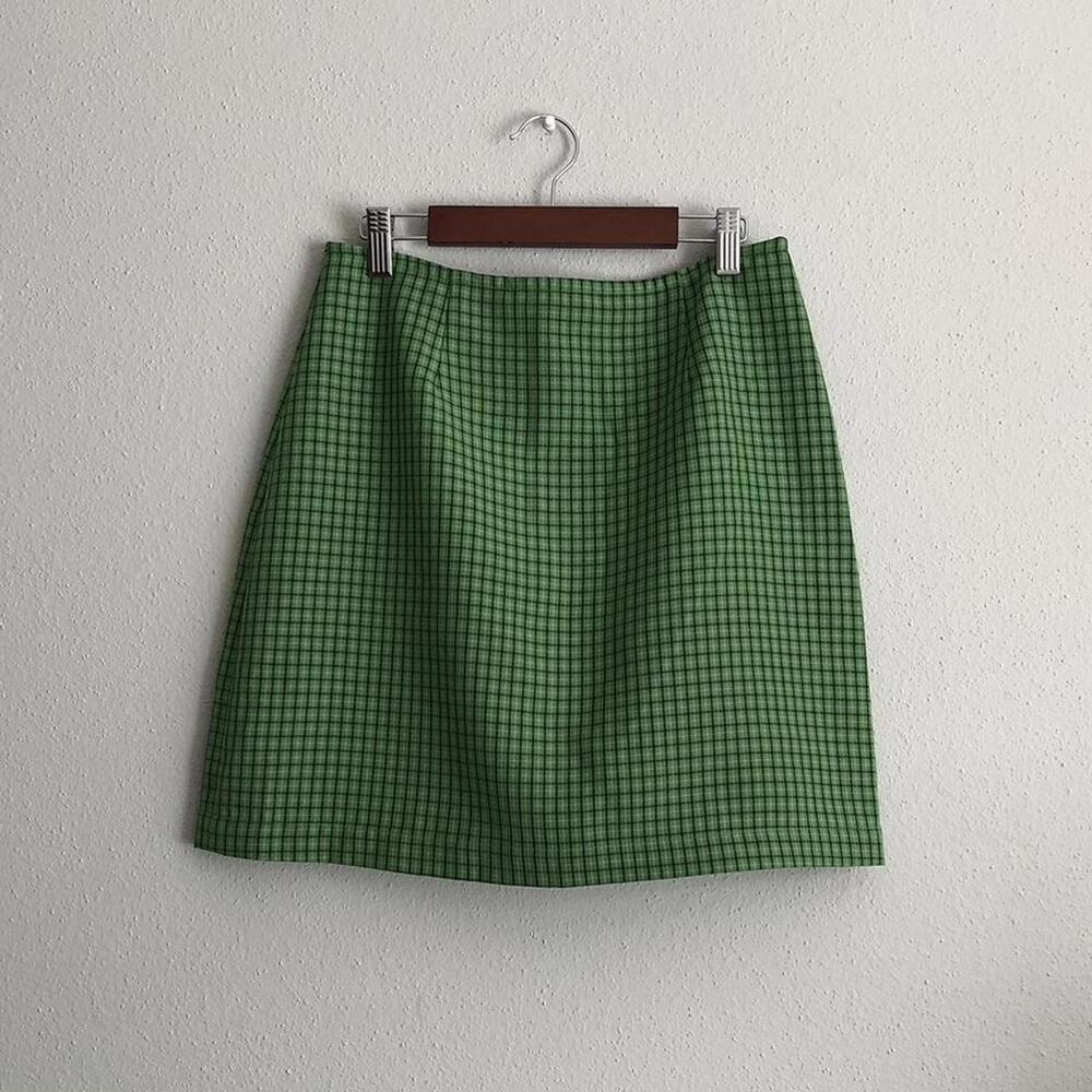 ✨SOLD✨ Vintage Green Plaid Skirt Womens Size 28 Preppy Academia